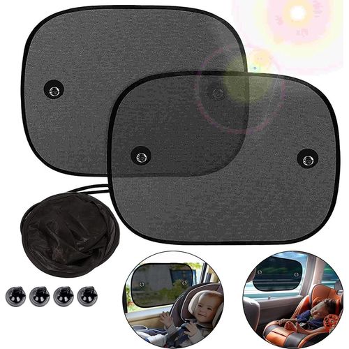 Kal-(Lot De 2) Pare-Soleil Voiture Bébé,Avec Protection Uv Certifiée, Pare-Soleil Auto-Adhésifs Pour Enfants,Poserapide/Facile,Sac De Rangement Fourni,Taille 44 Cm X 36 Cm(Noir)