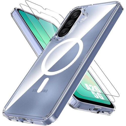 Coque + 2 Verres Trempés Pour Samsung Galaxy A26 5g, Protection Avec Cercle Magnétique - Transparente - E.F.Connection