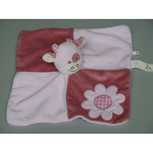 Doudou Vache Girafe Plat Rose Fleur P'tit Bisou Aubert