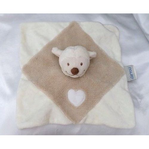 Doudou Peluche Plat Mouton Agneau Ecru Beige Coeur Nattou