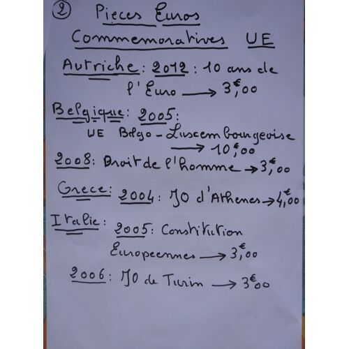 Pieces Euros Commemoratives Ue