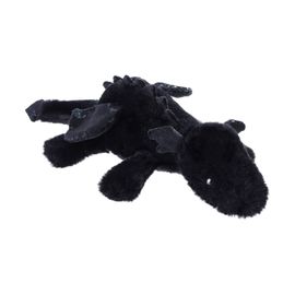 Apricot Lamb Dragon couché en peluche pour enfants, grand doudou doux et mignon pour bébé fille et garçon, dragon allongé moelleux, noir, 75 cm