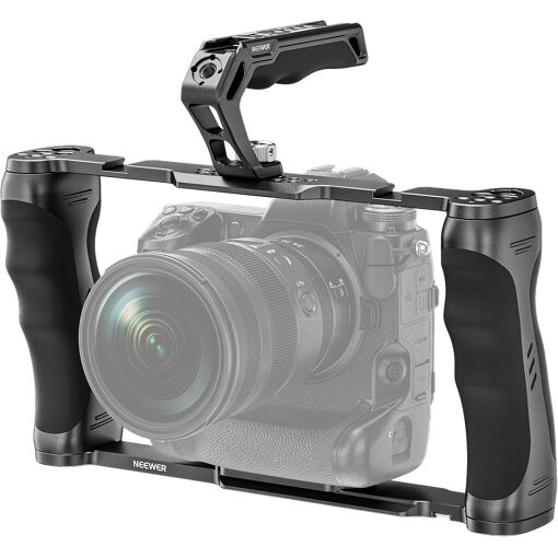 Stabilisateur vidéo portable, poignée supérieure avec 3 supports de