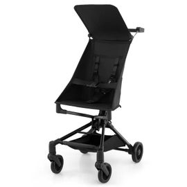 Costway Poussette Canne Pliable Bébé Avec Canopy Ajustable & Siège Hamac, Panier Inférieur & Roues Tout-Terrain En Eva, Noir