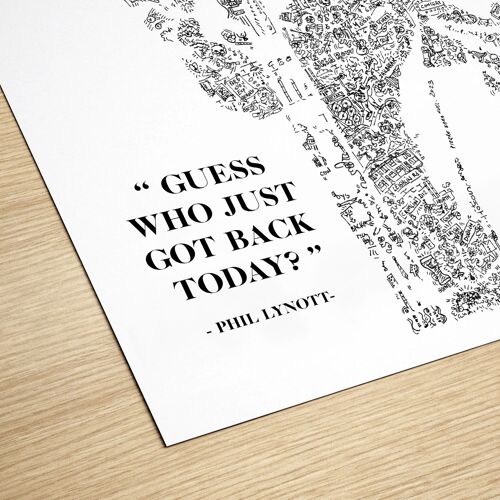 Citation De Phil Lynott - "Guess Who Just Got Back Today" - Format A3 - Histoire En Dessin Du Bassiste Et Chanteur De Thin Lizzy - | Poster Affiche Musique | Cadeau Illustration Irlandais Noir Afro