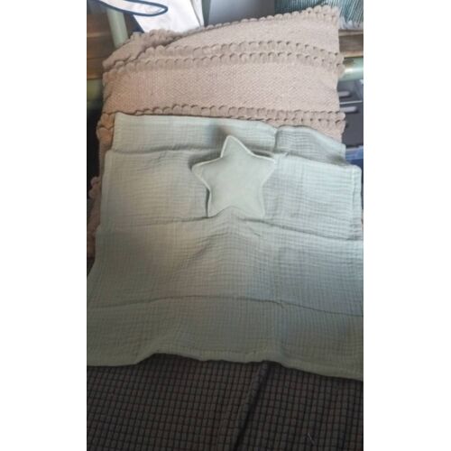 Doudou Lange Étoile Carre Vert Pistache Mousseline