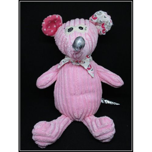 Doudou Peluche Souris "Coquelicos" Simply - Deglingos- Rose - Env. 33 Cm