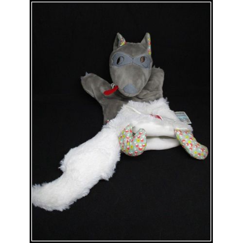 Kaloo - Nopnop Doudou Marionnette Loup - Gris Blanc Champignon