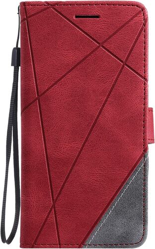 Coque Compatible Pour Xiaomi Redmi Note 11(6.43"")/Note 11s(6.43"") Etui Silicone Pu Cuir Clapet A Rabat Support Dr?Le Couleur Motif Magnetique Portefeuille Kickstand Bumper Housse Cover, Rouge