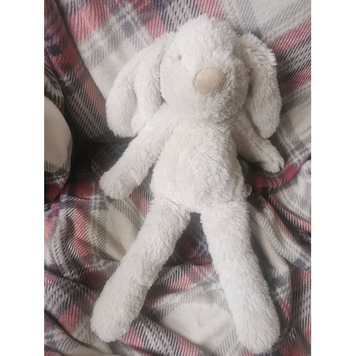 Doudou Lapin Poils Mi Longs Écru Beige Scratches Pattes Eurodif Bouchara