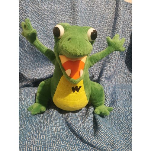 Peluche Doudou Mascotte Waly Crocodile Alligator Vert Jaune Walygator Parc Attraction