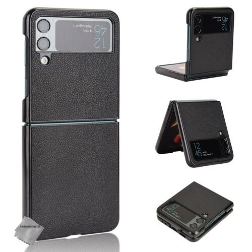 Housse etui coque rigide simili cuir avant et arrière pour Samsung Galaxy Z Flip 4 5G - NOIR
