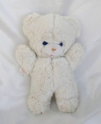 Doudou Peluche Ours Blanc Vintage Yeux Bleu Grelot Boulgom