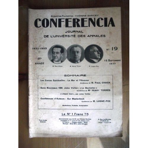 Conferencia N° 19 1932/1933 15 Sept 1933:Les Forces Spirituelles La Mer Et L'homme