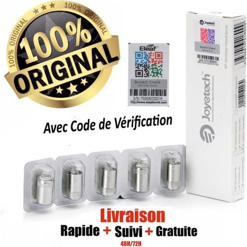 5 résistances JOYETECH BF CUBIS SS316 de 0,6 Ohm (TC et TCR) pour clearomiseurs Joyetech CUBIS et AIO. AUTHENTIQUE