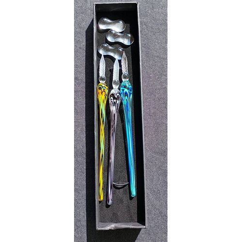 Lot De 3 Plumes En Verre Pour Aquarelle