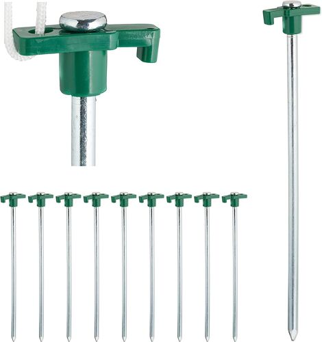 Vert Sardines, Set De 10, Ancrage Pour Les Sols Durs 25 Cm, Piquet, Acier Zingué, Stück