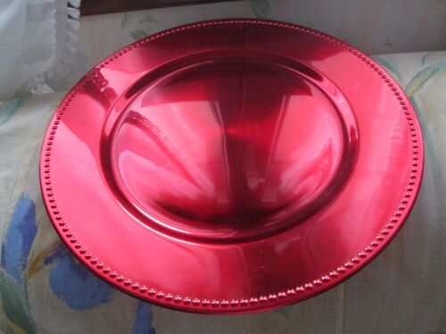 Plateau/Assiette De Présentation Atmosphera - Rond, Rouge Métallisé - Clouté 33 Cm