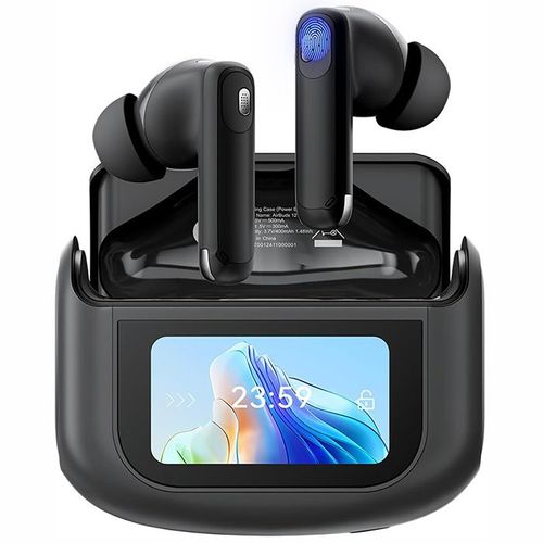 Blackview AirBuds 12 Écouteurs Bluetooth BT 5.4 Oreillette Écran tactile LED 400mAh ANC&ENC IPX7 étanche - Noir