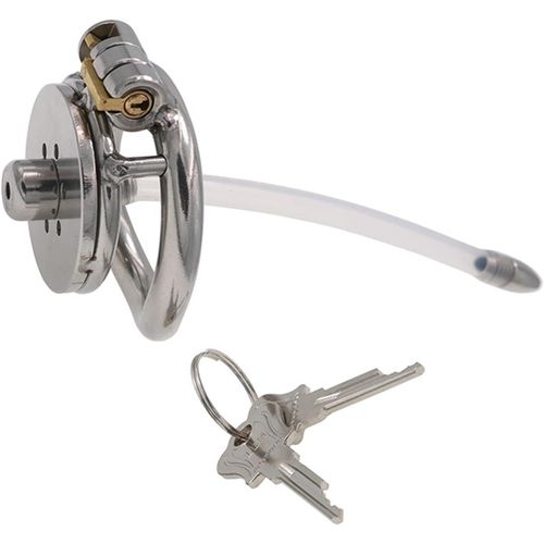 Cage De Chasteté En Acier Inoxydable Pour Hommes Avec Tube En Silicone,Design Sombre,Bonne Dissimulation,Cage De Pénis Pour Hommes,Bondage Pour Couples Sm Sex Toys (40mm/1.57in).[K478]