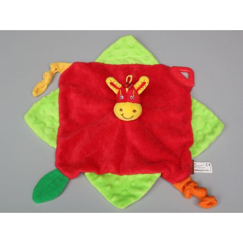 Doudou Zèbre Plat Rouge Vert Jaune Babymoov