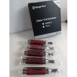 Clear Cartomiseur KANGERTECH EVOD2 - 1.5 ohm - Rouge - Boite de 5 pièces