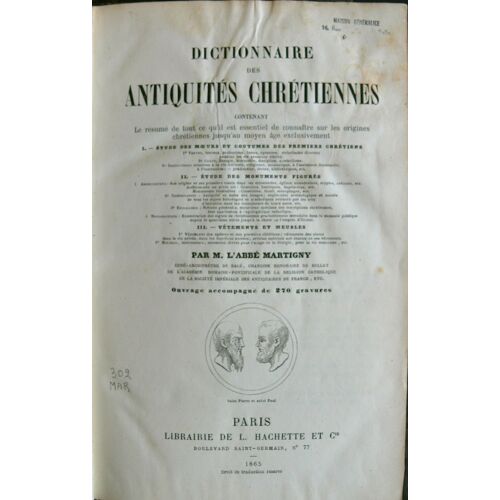Dictionnaire Des Antiquités Chrétiennes