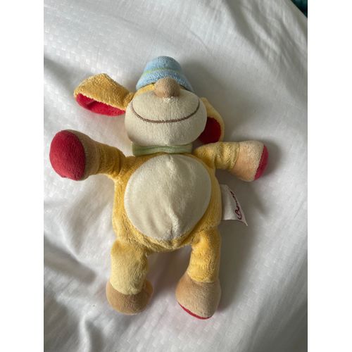 Doudou peluche chien bengy chapeau bleu