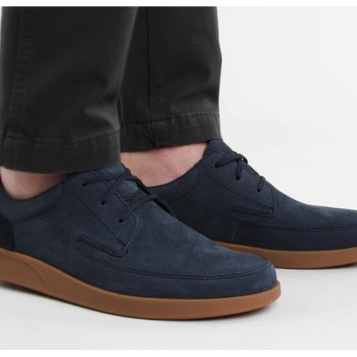Chaussures Derby Marche Confort Reposant En Cuir Nubuck Doux Bleu À Lacets Clarks Oakland 41 Semelle Amortisseur Gomme Doublure Toile Coton Souliers Classique Toute Saison Pratique Toute La Journee