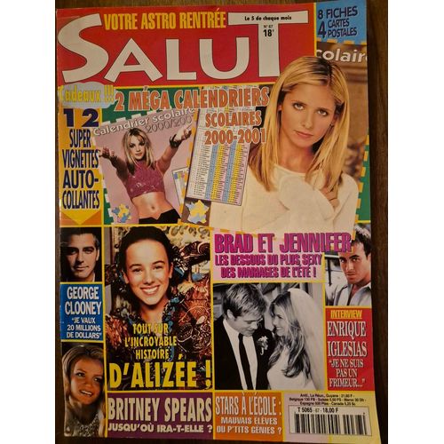 Salut ?N67 Magazine Revue Sept2000 Avec Jenifer Aniston & Brad Pitt/Organiz/Alizée/Enrique Iglesias/Britney Spears/Mariah Carey/George Clooney/Eddie Murphy/Les Dix Commandements/Virginie Ledoyen/