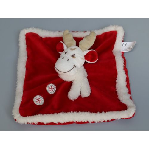 Doudou Élan Plat Rouge Blanc Nicotoy