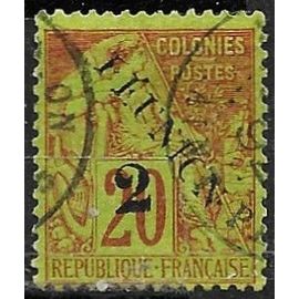 La Réunion, Colonie Française 1891, Beau Timbre Classique Yvert 31, Type Alphée Dubois 20c. Brique Sur Vert Jaune Surchargé "Réunion" Et "2", Oblitéré, Tbe.