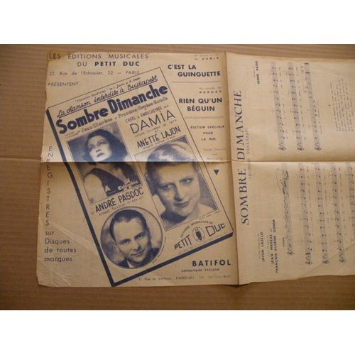 Brade Partitions De Musique Avec Paroles Les Editions Musicales Du Petit Duc - 1936