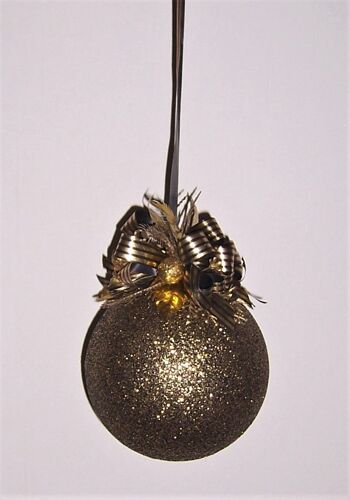 Grosse Boule De Noël Couleur Cuivre Pailletée Ø15 Cm