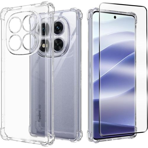 Coque Transparente Pour Xiaomi Redmi Note 14 Pro 5g Avec Protecteur D'écran - Housse Anti-Choc En Silicone Souple Tpu, Protection 360° Avec Découpes Précises Et Compatible Charge Sans Fil