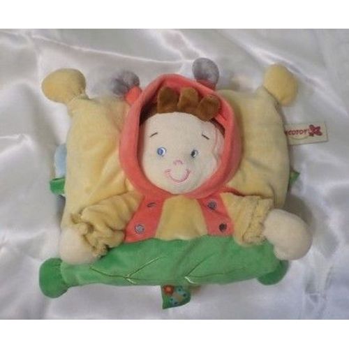 Doudou Coussin Lutin Garçon Déguisé En Coccinelle Jaune Et Vert Nicotoy
