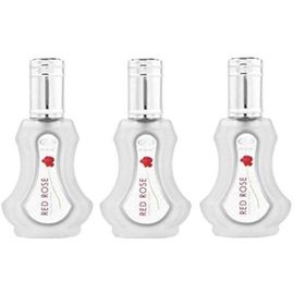 Lot De 3 Musc Parfums Red Rose Al Rehab - 35ml, Attar Halal Arabe, Notes : Rose, Vanille, Floral, Patchouli Et Musc 