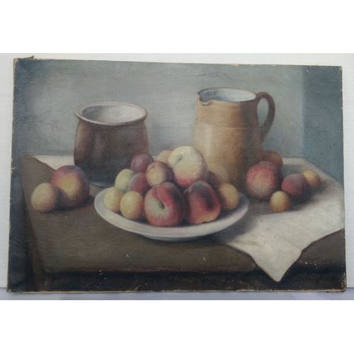 Jacquemot - Huile Sur Toile - La Coupe De Pêches - 55 X 38