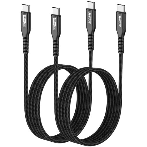 USB C Cable, 1.5m*2 USB C to USB C Cable, PD 60W USB C Fast Charging Cable for iPhone 16/15 Pro Max Plus, Galaxy S24/S23, iPad Pro 2020, MacBook Pro 2020, Xiaomi, Huawei, Switch-Black