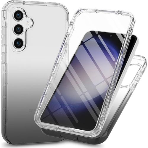 Kal-Coque Pour Samsung Galaxy S25+/ S25 Plus Antichoc Housse Avec Protège Écran, 360 Degrés Full Body Etui Solide Double Face Bumper Portable Transparent Housse,Noir