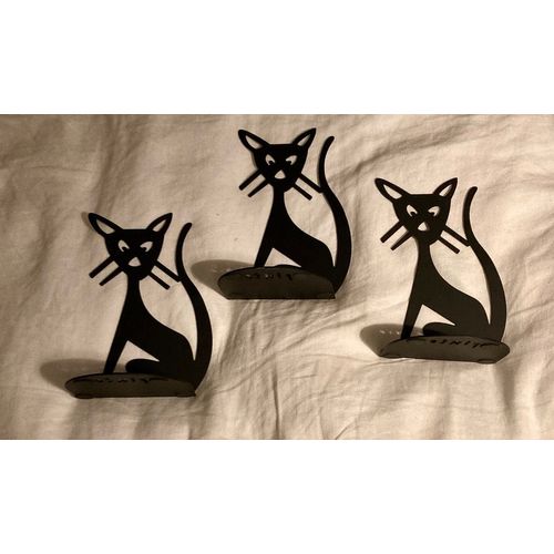 3 serre-livres en métal noir