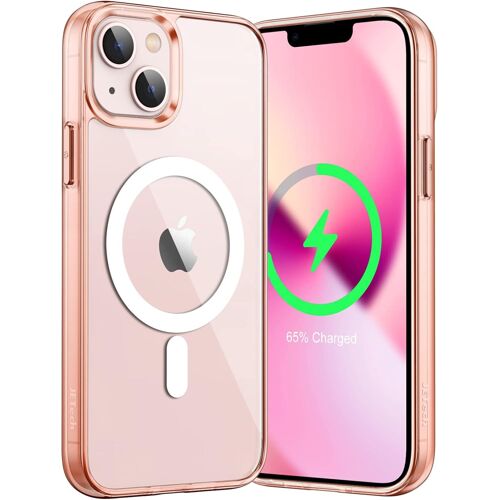 LORANKA-Coque Magnétique pour iPhone 13 Mini 5,4 Pouces Compatible avec MagSafe Recharge sans Fil, Étui Housse de Téléphone Antichoc, Dos Transparente Anti-Rayures (Or Rose)