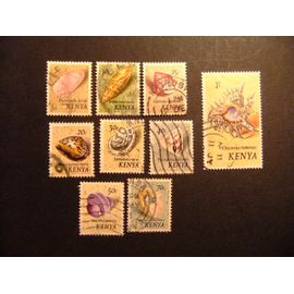 42 Kenya 1971 / Série Courante Coquillages Shells / Yvert 34 / 40 + 42 / 43 Fu Incomplet