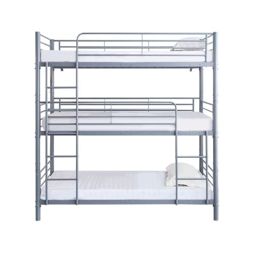 Lit Superposé En Métal Triple "Havin" - 90 X 190 Cm - Gris