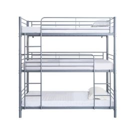 Lit Superposé En Métal Triple "Havin" - 90 X 190 Cm - Gris