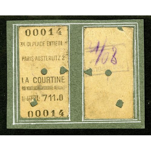 Un Ticket Ancien 28 Mars 47 , N°00014, 3eme Cl Place Entiere , Paris Austerlitz 2 - La Courtine, Par Monlucon, Eygurande, Merlines