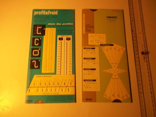 2 Règles À Calculs Omaro (1966) Profilafroid (P.22) Et Conversion (C.8)
