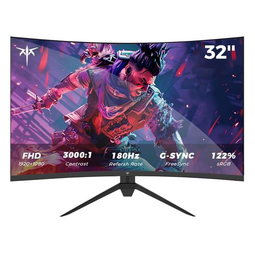 KTC H32S17C 1500R Moniteur de jeu incurvé , dalle VA 32 pouces 1920 x 1080, taux de rafraîchissement de 180 Hz, contraste de 3000:1, FreeSync et G-Sync, faible lumière bleue et sans scintillement