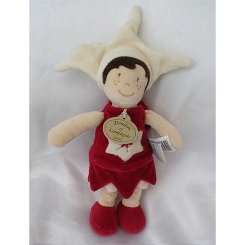 Doudou Lutin Fille Robe Rouge Bonnet Blanc Etoile Doudou Et Compagnie