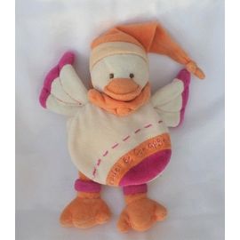 Doudou Canard Banjo Ecru Cape Orange Rose Doudou Et Compagnie